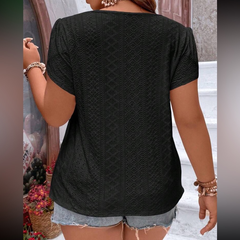 Boho plus size contrast lace petal sleeve blouse - Picture 9 of 16